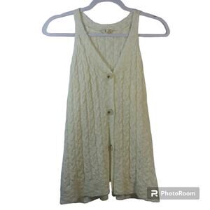 1.4.3 Story By Line Up Cream Cable Knit Button Front Sweater Vest Size M